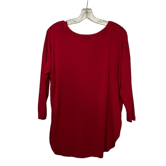 Babaton Aritzia Small 3/4 Sleeve Red Scoop Neck Round Hem Blouse Top B1 - Picture 2 of 6